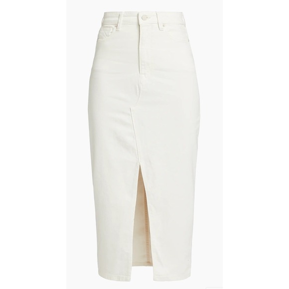 Good American Denim Stretch Midi Skirt Womens Size 4/27 Slit Front Cloud White - Picture 4 of 9
